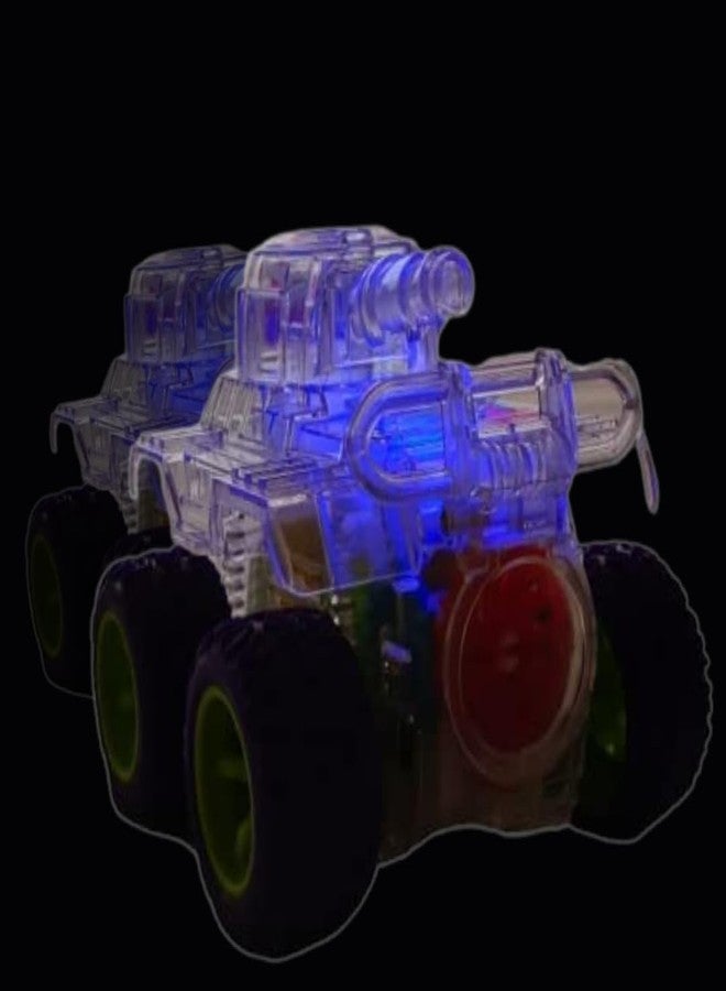 PLUSPOINT 2PC Tank Transparent Vehicle Friction Powered with Light Gear Toy for Kids Boys Girls Birthday Christmas Gift (2 Pieces) - Image 3